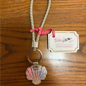 Lilly Pulitzer Gold Wristlet Keychain with Shell NWT
